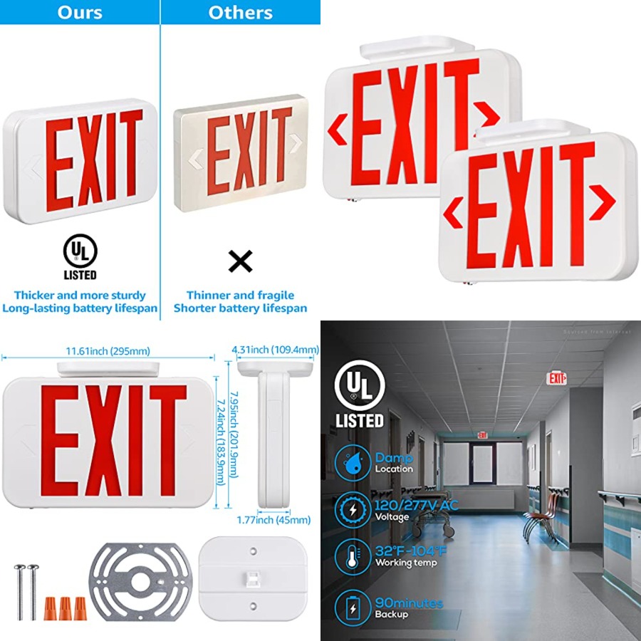 Emergency Exit Sign - لافتة خروج LED، إضاءة خروج للطوارئ