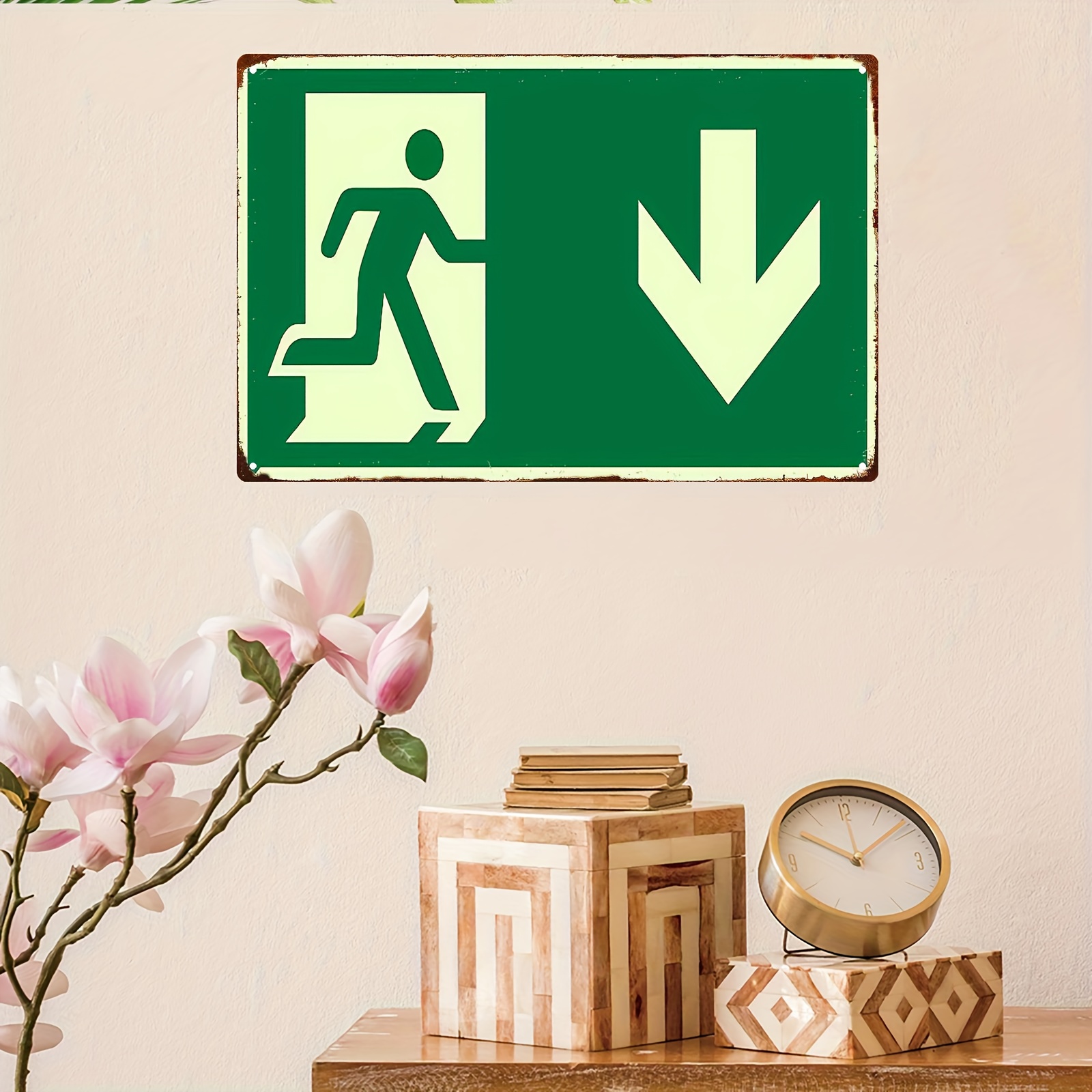 لافتة معدنية حديدية عتيقة ثنائ - مراجعة Emergency Exit Sign وسعره
